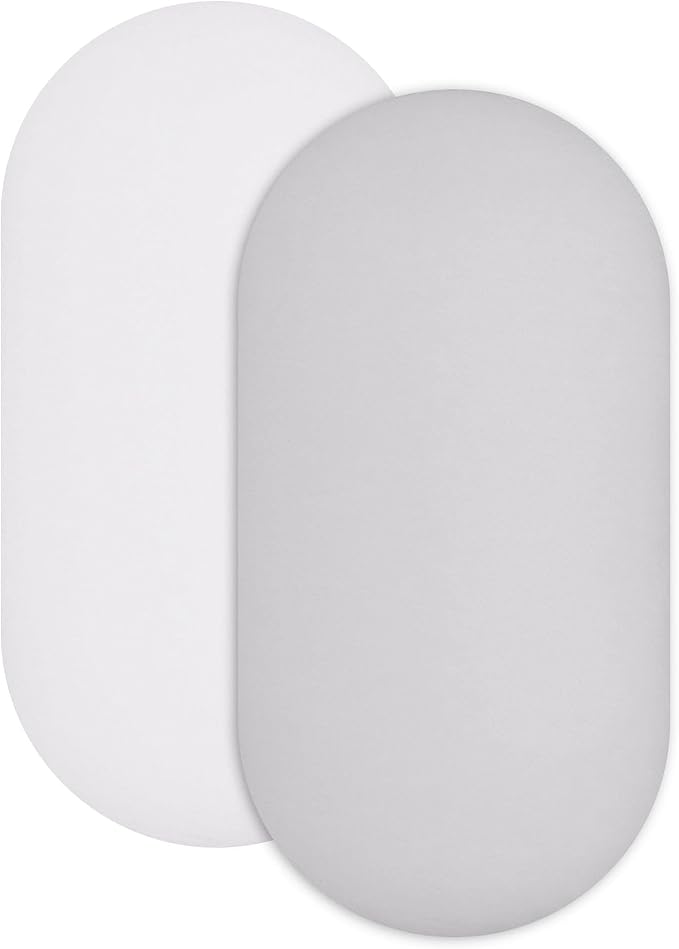 Featherhead™ 2-Pack Fitted Crib Sheets - 100% Cotton - 52" x 28" x 9" for Standard Crib and Toddler Mattress (Bassinet Sheets - White/Grey)