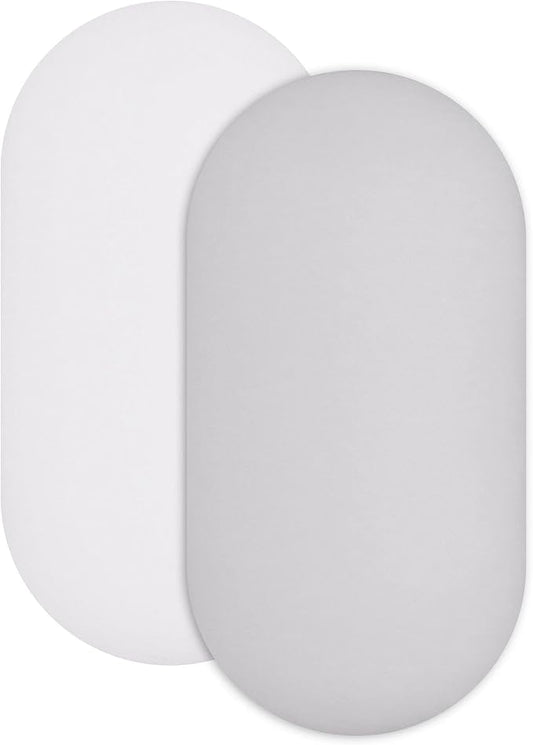 Featherhead™ 2-Pack Fitted Crib Sheets - 100% Cotton - 52" x 28" x 9" for Standard Crib and Toddler Mattress (Bassinet Sheets - White/Grey)