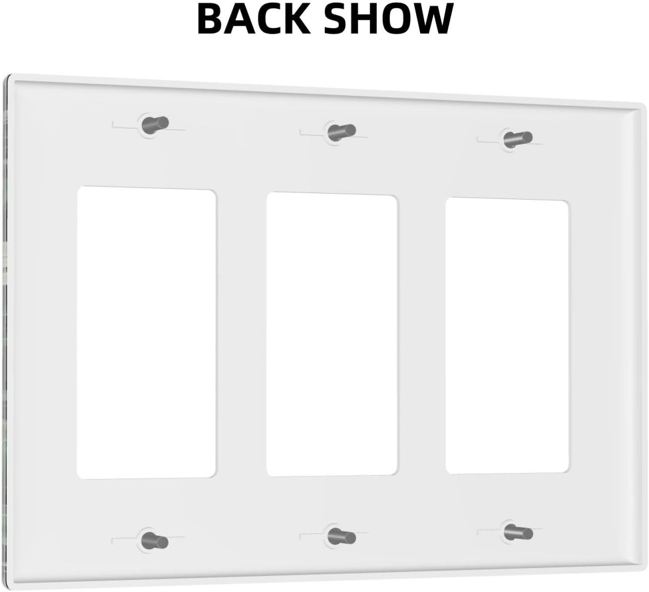 Decorative Outlet Covers Rustic Green Leaves White Flower 3 Gang Wall Plate Triple Rocker Light Switch Cover Plate Jumbo Electrical GFCI Faceplate for Country Bedroom Home Decor