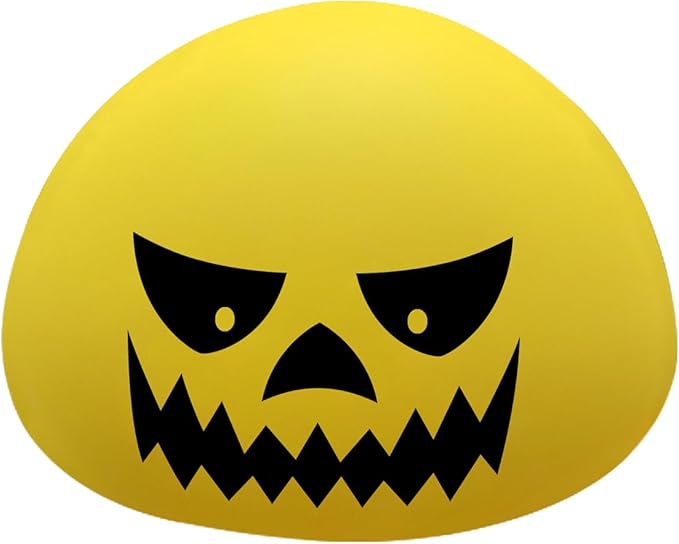 Funny Devil Pumpkin Night Light - Color Changing Half-Sphere Silicone Lamp, Battery Powered, Dimmable Glow for Halloween Christmas Decor, Novelty Gift (Yellow)