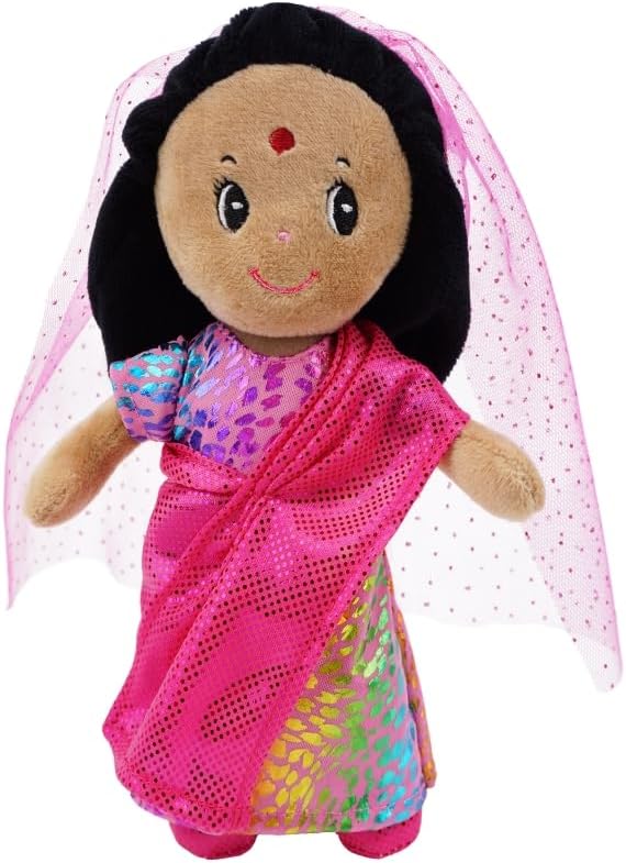 June Garden 3-Piece Multicultural Soft Dolls Set – Plush Cultural Diversity Dolls for Toddlers and Kids – Includes Flamenco Dancer, Indian Girl, and Hijabi Girl – 7” Plush Figures for Pretend Play