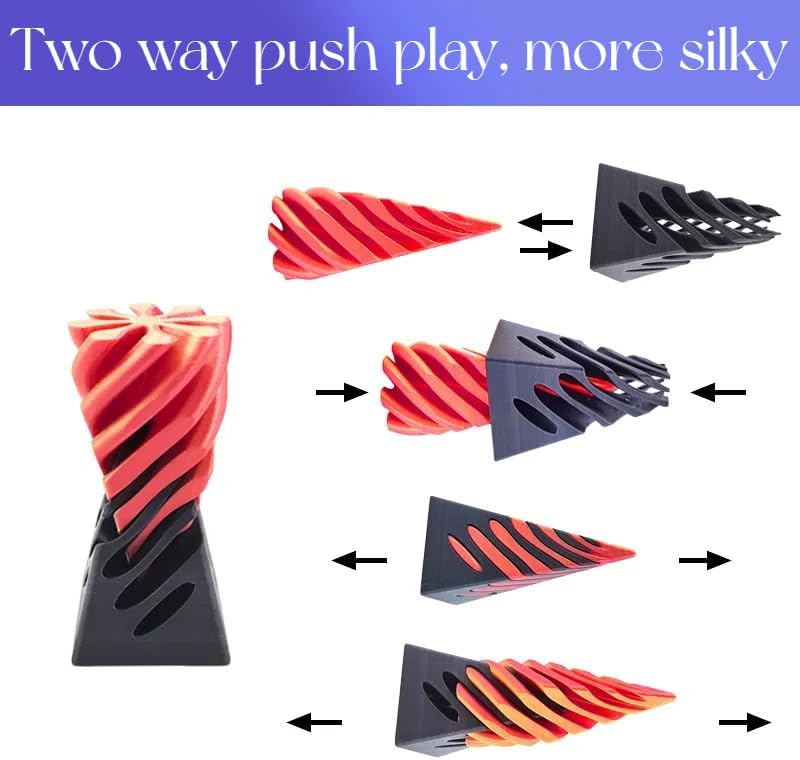 Impossible Pyramid Passthrough Sculpture, Pass Through Pyramid, 3D Printed Spiral Cone, Mini Vortex Thread Illusion (Orange)