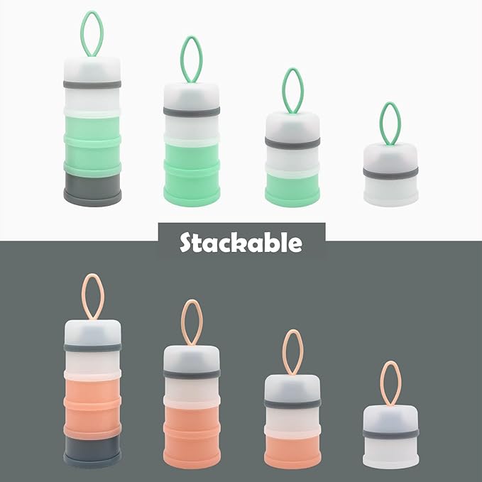 Baby Formula Dispenser, Portable Milk Powder Dispenser Container, Baby Feeding Travel Storage Container, formula mixer, formula holder, BPA Free, 4 Compartments, 2 Packs, dispensador de fórmula