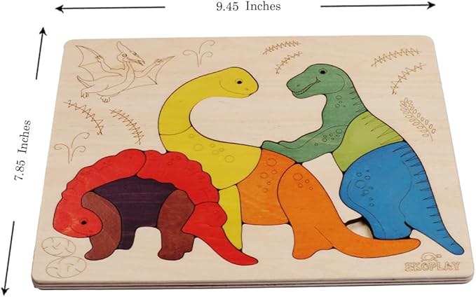 Jurassic Wooden Puzzle | 15 Pieces Jigsaw Puzzle | Dinosaurs for Kids 3 Years and Above