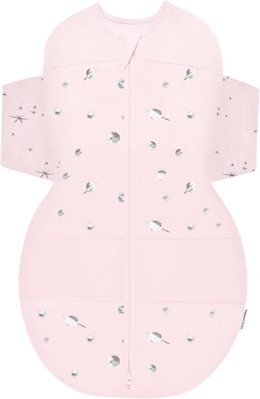 Happiest Baby SNOO Sleep Sack - 100% Organic Cotton Baby Swaddle Blanket - Doctor Designed Promotes Healthy Hip Development (Rose Planets, X-Large)