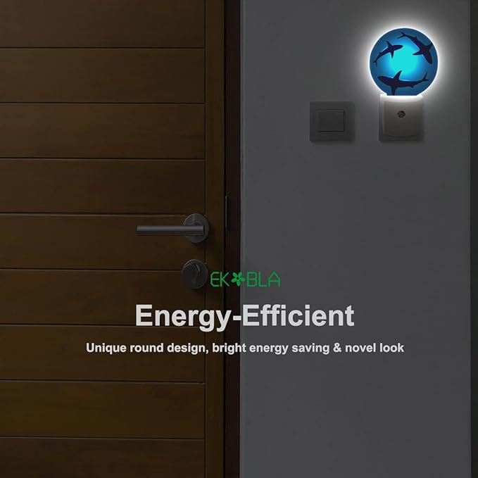 EKOBLA Shark Night Light Underwater Huge Shark Ocean Sea Night Lights Plug into Wall Auto Sensor Coastal Nautical Nightlights for Men Women Boys Girls Bathroom Decor