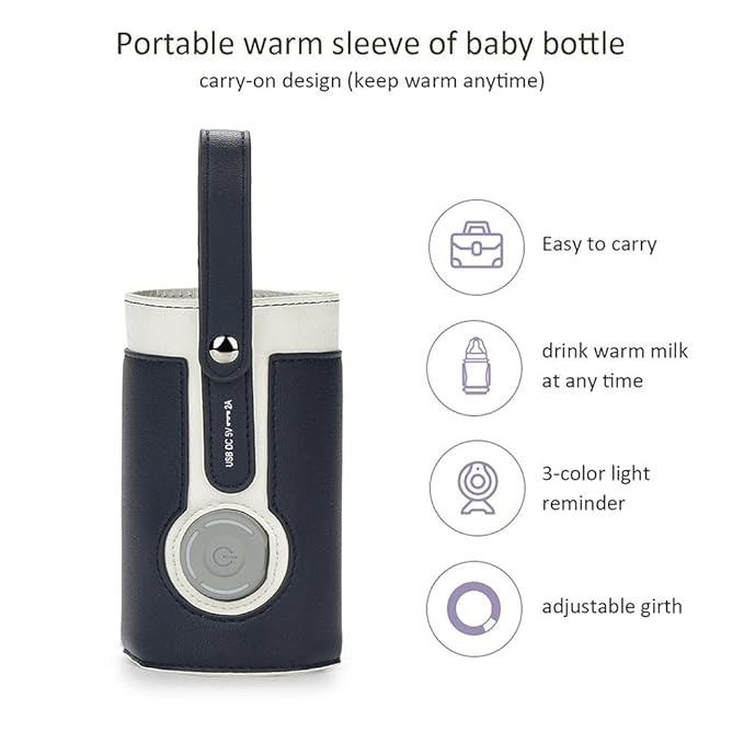 GOTOTOP Bottle Warmer Bag Portable Baby Bottle Warmer Leather Three Gears Adjustable Heated Bottle Bag Car Portable Thermostat Heating Cup Cover (c)