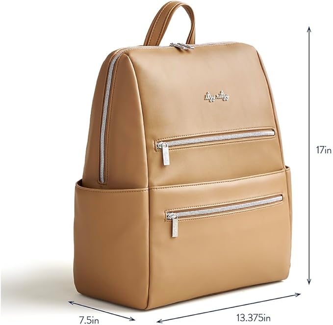 Itzy Ritzy Eras Diaper Bag Backpack – Large Capacity Backpack Diaper Bag Featuring Sleek Design, 15 Pockets, Changing Pad, Stroller Straps, and Luggage Sleeve (Chai)