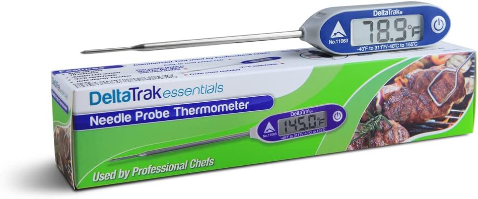DeltaTrakessentials 11063 FlashCheck Jumbo Display Auto-Cal Needle Probe Thermometer