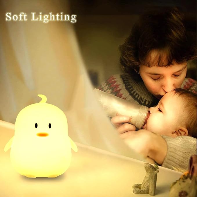 WHA&DARREN Penguin Night Light for Kids, Children Lamp Portable Rechargeable Silicone Baby Night Light, Remote Controlled Children's Animal Lamp Kawaii