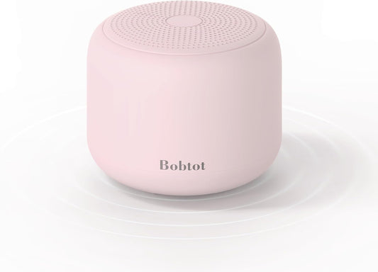 Bobtot Portable Bluetooth Speakers with Strap Easy to Carry, Wireless IPX5 Waterproof Mini Speaker with Loud Stereo Sound, 20 Hours Playtime, Rechargeable Battery, Built-in Microphone, Pink