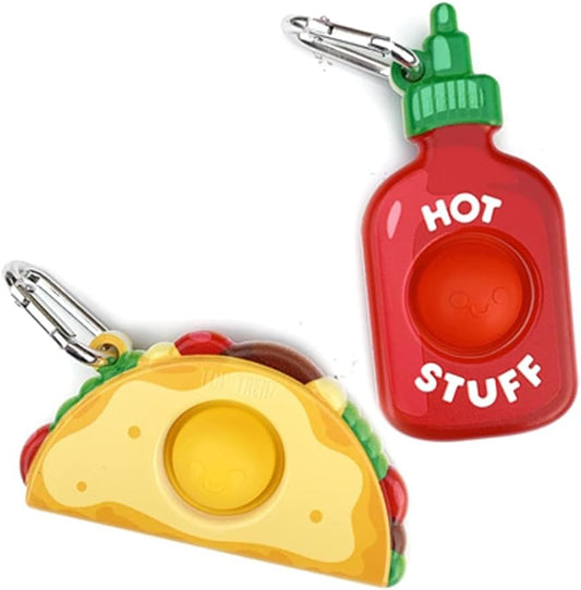Top Trenz OMG Pop Fidgety Bubble Fidget Toy Stress Relief Anxiety Boredom Keychain (BFF - Tacos & Hot Sauce)