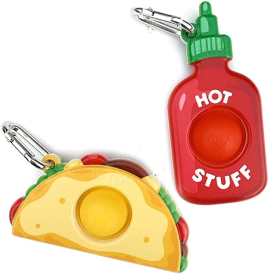 Top Trenz OMG Pop Fidgety Bubble Fidget Toy Stress Relief Anxiety Boredom Keychain (BFF - Taco)