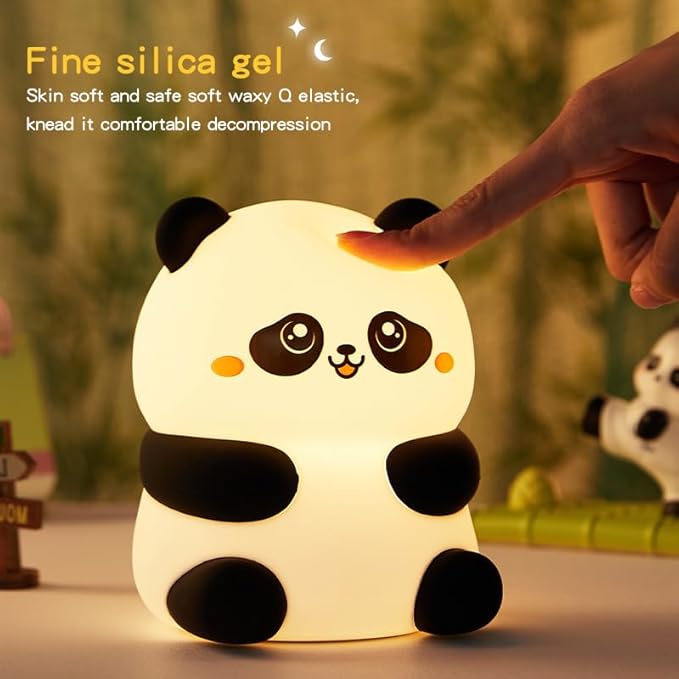 Cute Panda Night Light, with Two Actions: Sitting and Lying, Suitable for Desktop and Bedside Decoration, Rechargeable, dimmable, Touch Control, a Unique Gift for Family Members on Birthdays