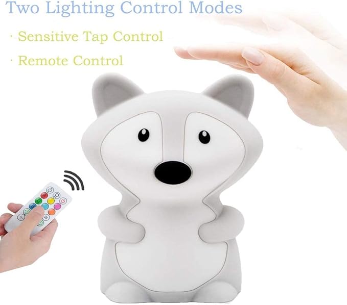 Night Light for Kids, Bedside lamp, Bedroom Light, LEDs Lights, lamp Kids, Baby Nursery lamp, Break Resistant, Eye Caring, Adjustable Brightness & Color, Touch Control - Medium Fox