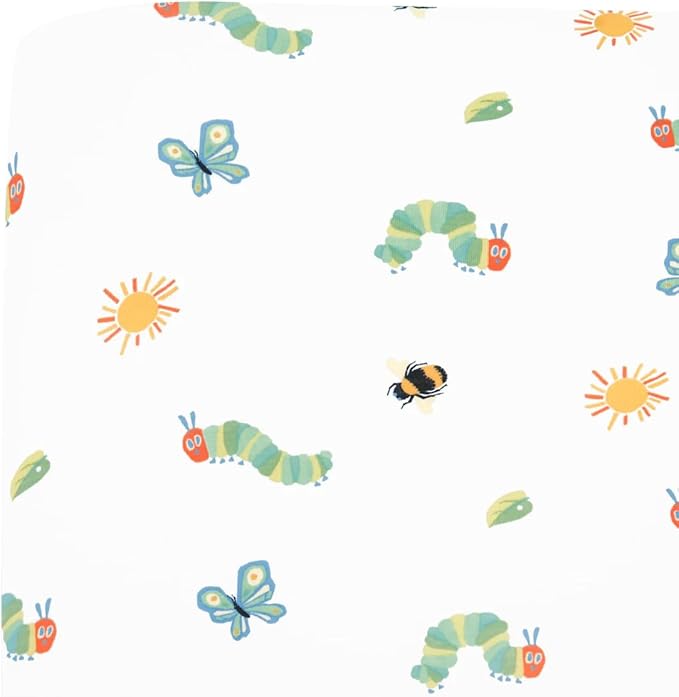 Kyte Baby Soft Crib Sheet - Standard Fitted Crib Sheet Made with Rayon from Bamboo, Ultra-Gentle and Breathable (Very Hungry Caterpillar)