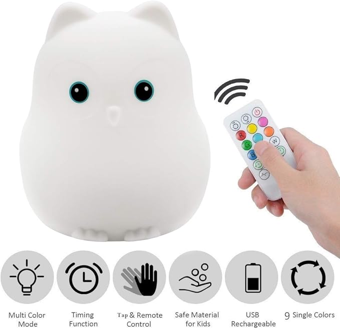 Night Light for Kids, Bedside Lamp for Children, Baby Nursery Lamp for Breastfeeding Safe, Break Resistant, Eye Caring, Adjustable Brightness & Color, Touch Control, Child Gift/Bedroom - Bird