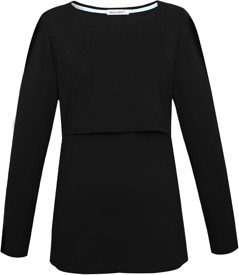 Smallshow Women's Maternity Nursing Tops Comfy Long Sleeve Breastfeeding T-Shirt