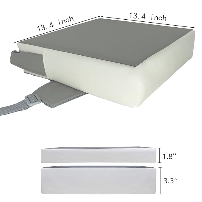 Booster Seat for Dining Table, PU Anti-Scratch Easy Cleaning Kids Toddler Booster Seat for Table, Portable Travel Increasing Cushion for Chair - Light Grey