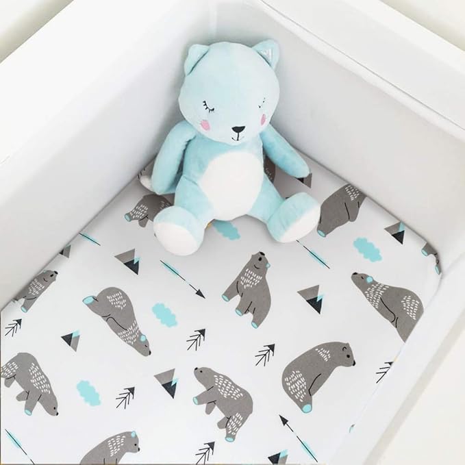 Stretchy Bassinet Sheet Set BROLEX 2 Pack Snug Fitted Cradle Fitted Sheets for Bassinet Pads/Mattress, for Boys Girls,Unisex,Ultra Soft Breathable,Owl Bear