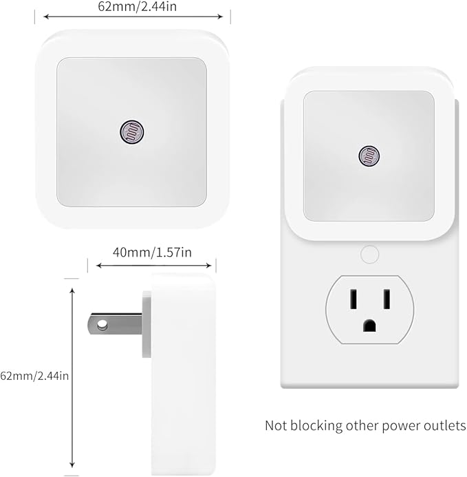 KINUR LED Night Lights Plug into Wall Daylight Color with Dusk to Dawn Night Light Plug in Sensor for Kids Room, Bedroom, Bathroom, Baby Nursery,Stair Lights, Hallway Light 6 Pack