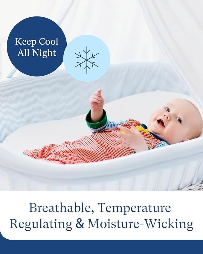 Supersoft Fitted Bassinet Sheets, Premium Viscose Cradle Sheets, Streachy Hypoallergenic Breathable Moses Basket Oval Rectangle Pad/Mattress Universal Fit for Halo, Dream on Me, 2-Pack