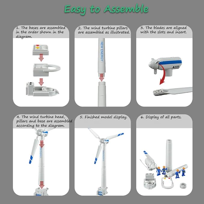 Miracland Wind Turbine Toy, 21.65 Inch Large Size Windmill Toy Clockwork Generator Model STEM Science Kit