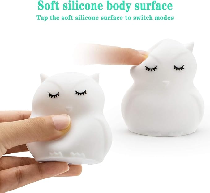 Night Light, Bedside Lamp for Children/Kids, Baby Nursery Lamp for Breastfeeding Safe, Break Resistant, Eye Caring, Adjustable Brightness & Color, Touch Control + Remote Control - Medium Owl