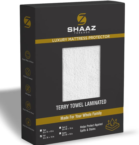 Waterproof Mattress Protector – Full – Soft & Noiseless Terry Cotton Cover – Cooling, Breathable – Deep Pocket with 360° Elastic – Machine Washable – Kids, Pets & Light Sleepers