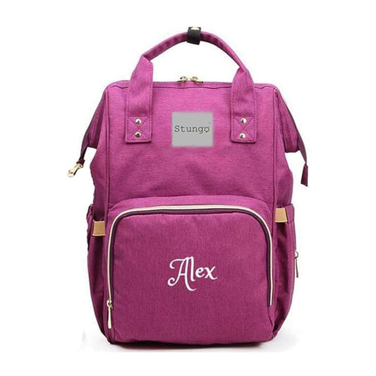 Personalized Large Diaper Bag Knapsack/Tote Bag/Backpack -Custom Monogram Embroidered for Infant/Baby Bag (Purple 2)