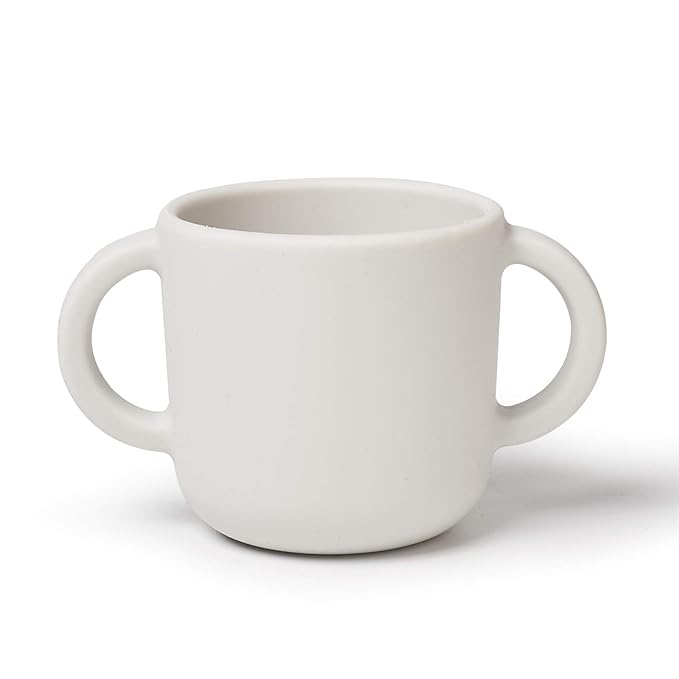 Silicone Training Cup for Infants, Toddler Learning Cup with Two Handles, Baby Open Cup 5oz, 6months+ (Gray)