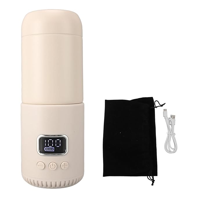 Portable Milk Warmer for Travel, 400ML Large Capacity Portable Bottle Warmer, Electric Hot Water Boiler for Breastmilk On The Go, Temperature Control 37℃ to 55℃