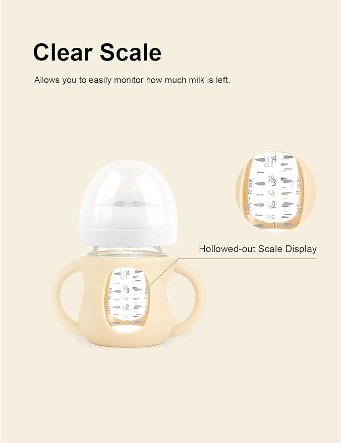 2-Pack Silicone Sleeves for Philips Avent Glass Bottles, BPA-Free Drop-Resistant Baby Bottle Sleeves with Handles, Compatible with Philips Avent Natural Glass Baby Bottles (4 oz)