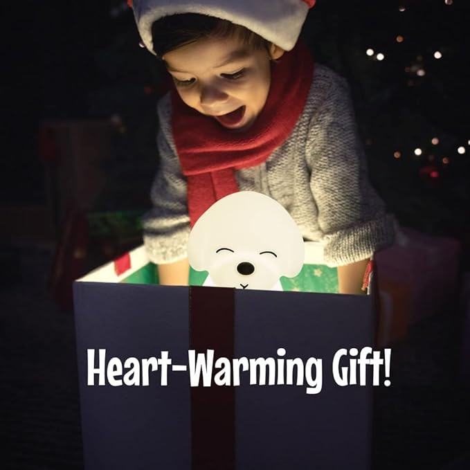 AULTRA Night Light for Kids – 16 Color USB Rechargeable Dog Lamp for Baby Nursery, Soft Silicone Night Light, 2 Brightness Levels, 10-Hour Use, Squishy Puppy Gift for Boys & Girls