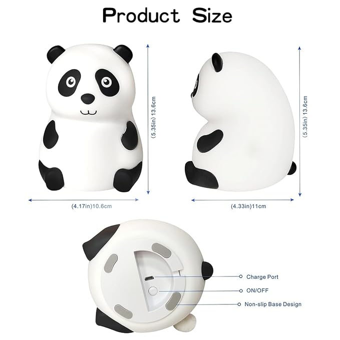 Kids Night Light Cute Panda,Silicone Nursery Lamp for Baby and Toddler,Animal NightLight for Boys and Girls,Squishy Night Light for Bedroom,Cute Lamp for Kids Room (Panda)