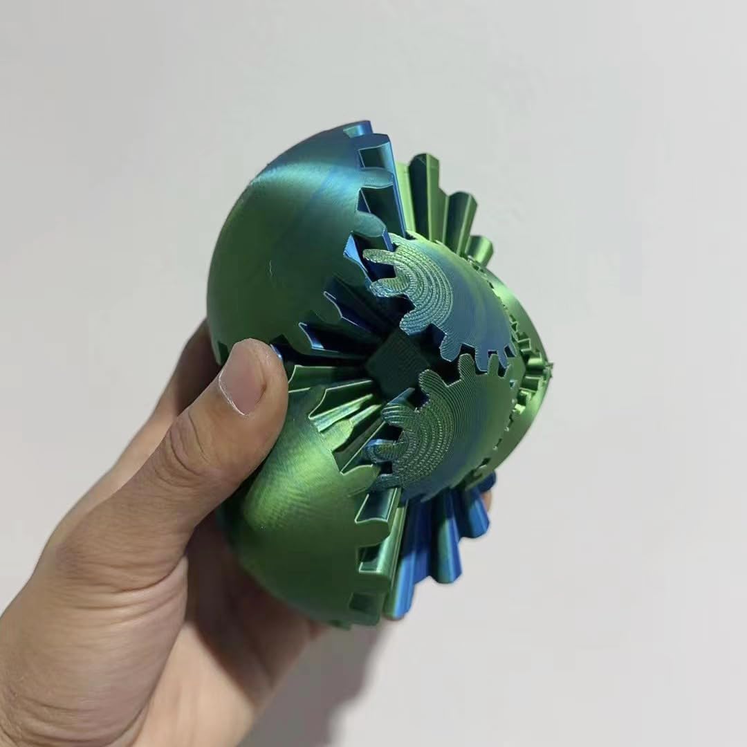 Gear Ball Gear Sphere 3D Printed Gear Ball Cube Fidget Toys Spin Ball Gear Sphere Puzzle Stress Cube Desk Toys Creative Gifts for Adults Kids(Green Blue-10)