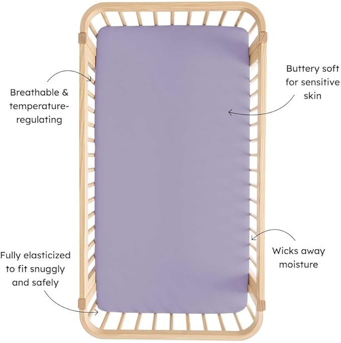 Kyte Baby Soft Crib Sheet - Standard Fitted Crib Sheet Made with Rayon from Bamboo, Ultra-Gentle and Breathable (Taro)