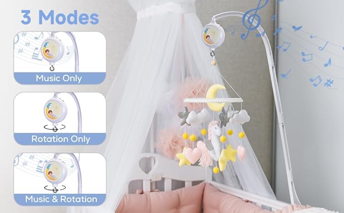 Baby Crib Mobile Arm,VKP Wooden Mobile Arm for Crib Mobile Hanger for Crib Baby Girl Nursery Decor (white1)