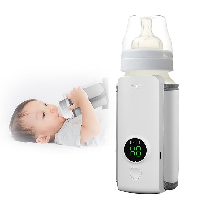 Portable Bottle Warmer for Travel, Baby Bottle Warmer On The Go, Fast Heating, Temperature Digital Display, USB Car Travel Bottle Warmer for Breastmilk and Formula