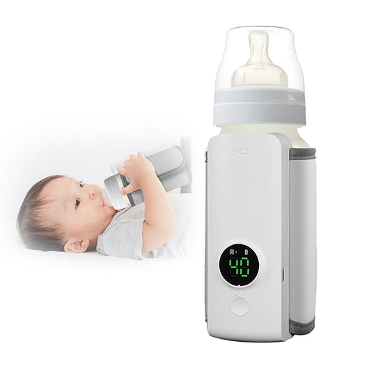 Portable Bottle Warmer for Travel, Baby Bottle Warmer On The Go, Fast Heating, Temperature Digital Display, USB Car Travel Bottle Warmer for Breastmilk and Formula