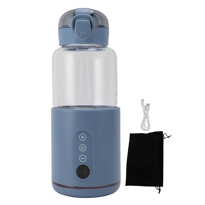 Portable Milk Warmer for Travel, 300ML Capacity, Fast Heating Bottle Warmer for Breastmilk and Formula, Water Warmer Cordless for Cars Airplane Use, 37℃ to 55℃ Temp Control, Blue
