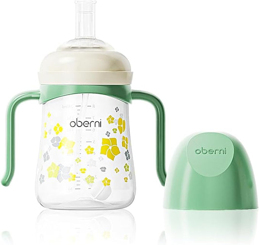 Sippy Cup, Weighted Straw Baby Trainer Cup, Toddler Drinks Water Bottle with Leakproof Spout for 6+, No Spill Learner Cup 240ml/8oz