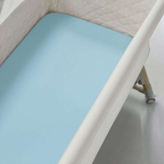 American Baby Company 100% Natural Cotton Fitted Cradle/Bassinet Sheet 36" x 18" - Soft, Breathable & Hypoallergenic Bed Sheet, Baby Blue, Neutral for Boys & Girls