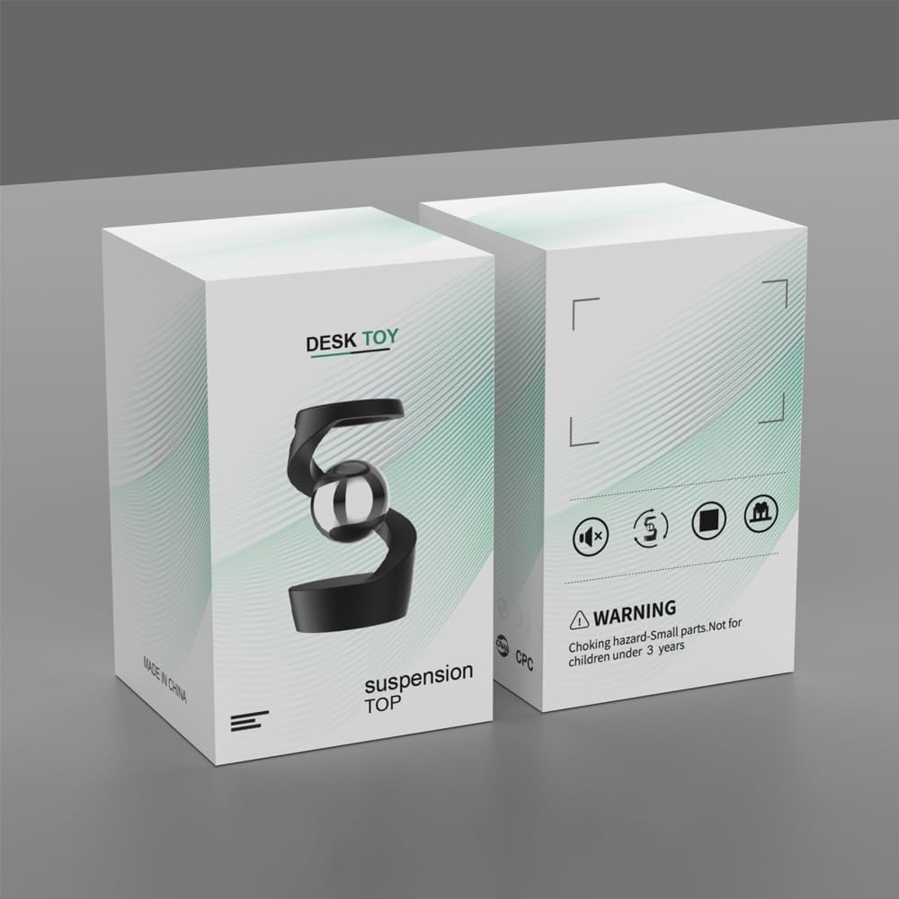 Aerospace Aluminum Adult Fidget Spinner: Optical Illusion Desk Toy, Gravity-Defying Metallic Shape, Stainless Steel Sphere, Stress Relief Kinetic Sculpture (Black Silver)