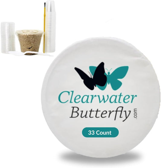 Clearwater Butterfly Live Painted Lady Butterflies - 33 Live Caterpillars Kit - Live Caterpillars to Butterflies - Classroom/School Kit & Habitat - (Suitable for All Ages)