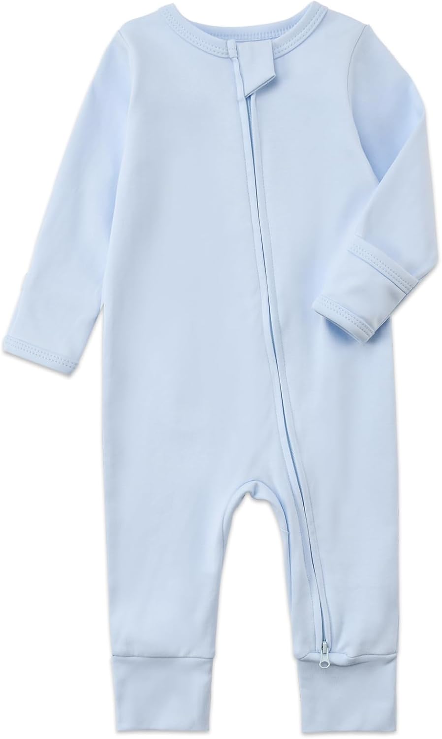 Aablexema 3-Pack Organic Cotton Baby Footless Pajamas with Mitten Cuffs, 2-Way Zipper Romper Sleepers