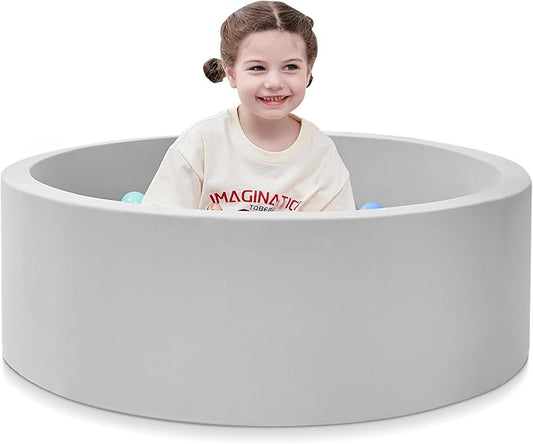 Foam Ball Pit, 35.4"x 11.8" Ball Pits for Toddlers, Soft Round Kiddie Baby Playpen Ball Pool for Kids, Ideal Gift for Babies Indoor and Outdoor Game, Grey, (Balls not Included)