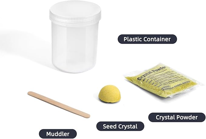 Crystal Growing Kit for Kids, Yellow DIY Crystal Science Experiment Set, Grow Your Own Crystals, STEM Educational Chemistry Kit for Boys & Girls Ages 6-12, Fun Science Lab Gift for Kids