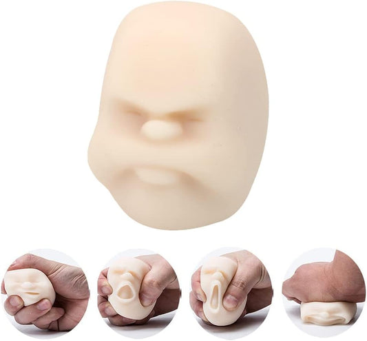 Anxiety Stress Release Fun Toys,Emotion Balls Fidget Toys for Pressures Relief Kneading Toys for All Age,Kids and Adults,Weird Face Bizarre Squeeze Toys. (White, Depressed)