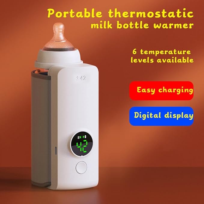 Portable Bottle Warmer,Baby Bottle Warmer,Portable Bottle Warmer for Travel,USB Rechargeable Constant Temperature Milk Warmer Universal Bottle Insulation Sleeve for Baby Formula Breast Milk(white)